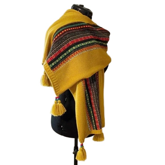 Colorful Knit Scarf with Tassels - Picture 3 of 5